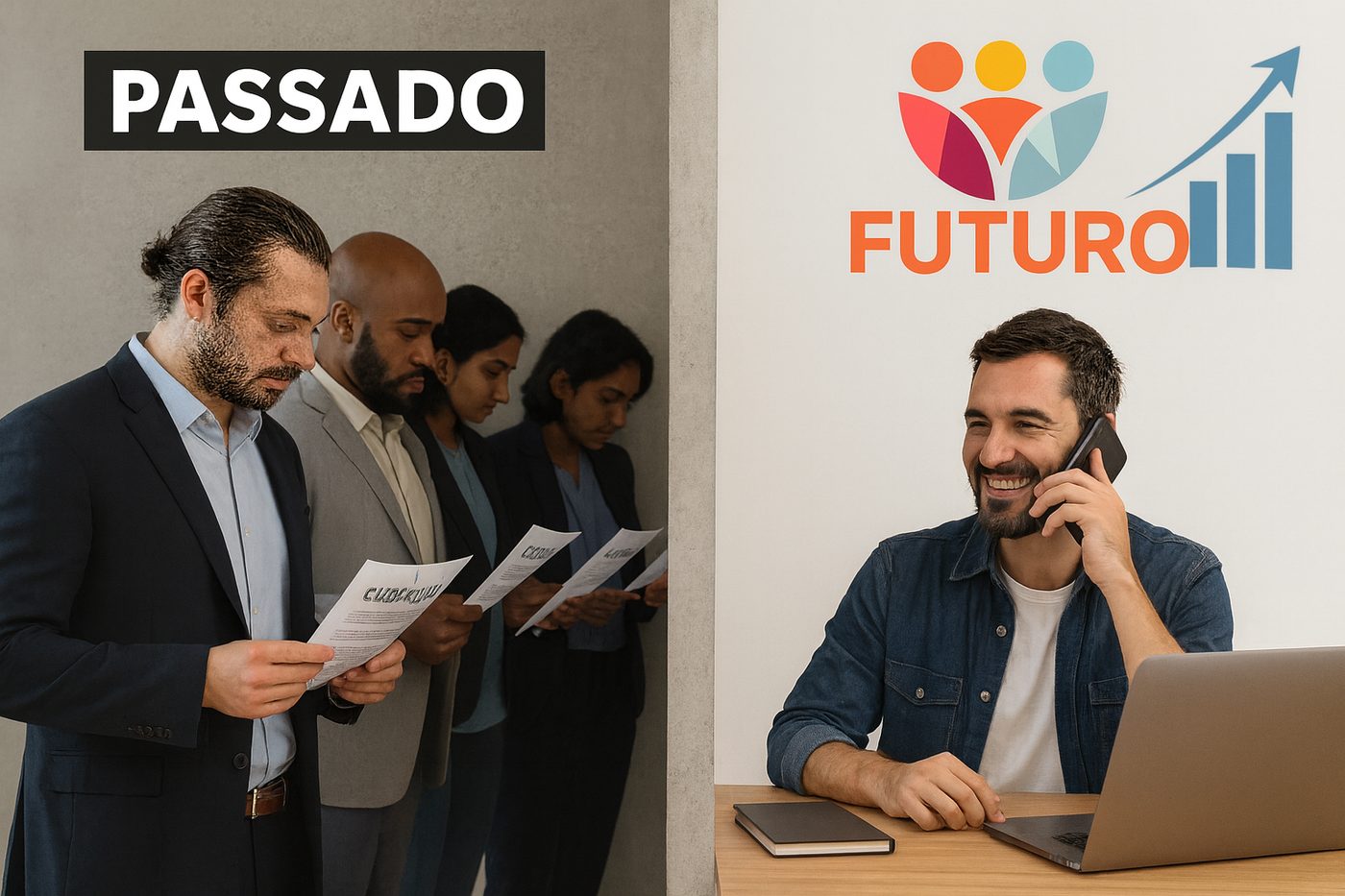 Antes e depois de um profissional que passou a ser encontrado na internet