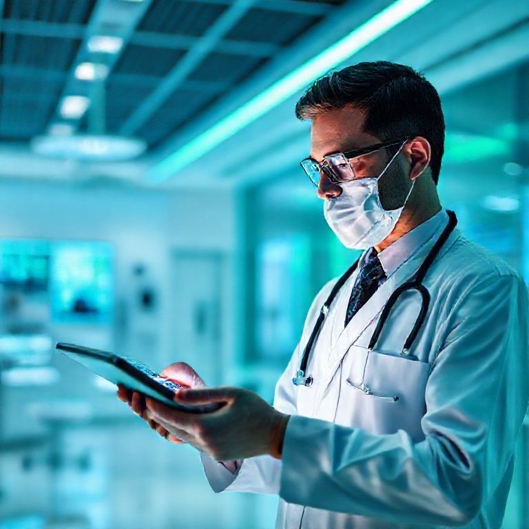 Médico utilizando tecnologia avançada