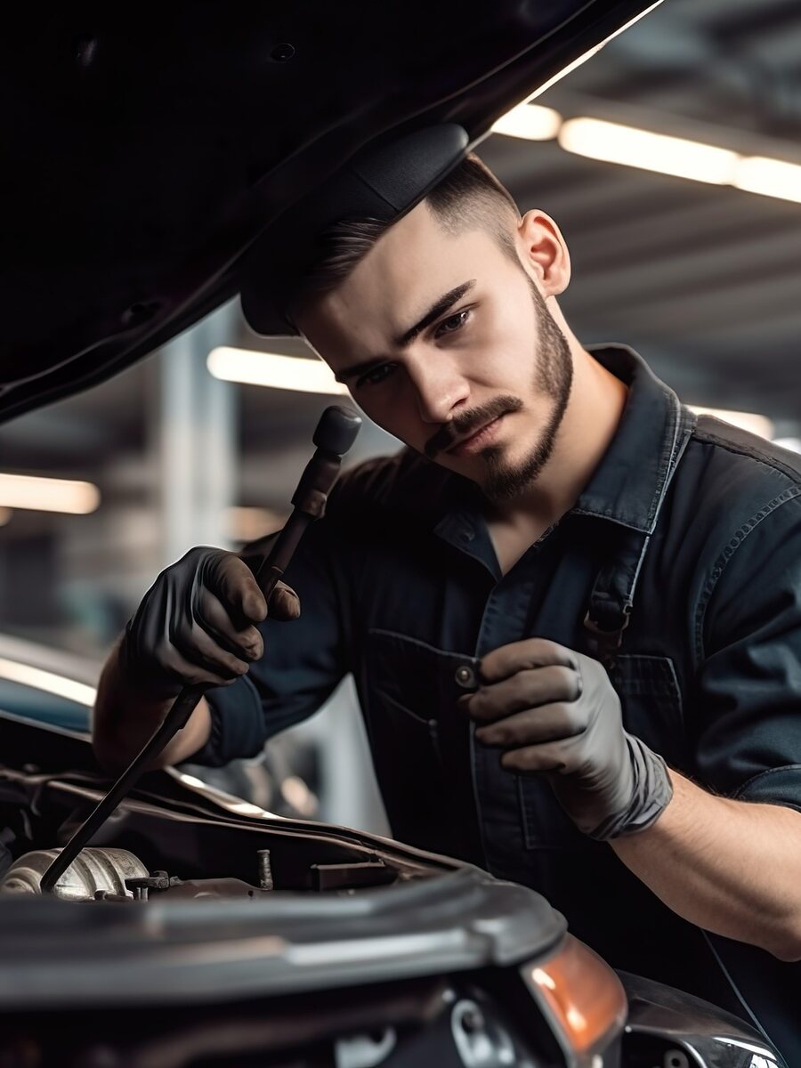 Mecânico trabalhando no motor